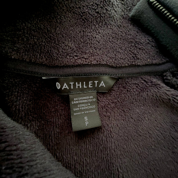 Athleta Cozy Karma Asym Pullover Fleece Sweatshirt Black Size S Petite - Picture 9 of 13